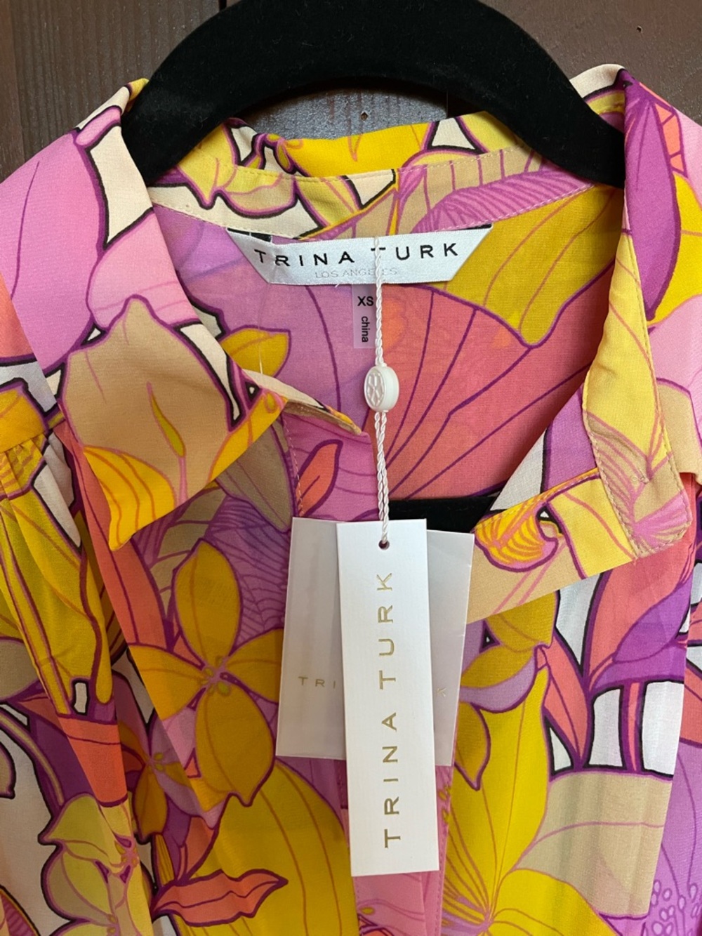 Trina Turk Pink, Yellow & Purple Floral Button-Down Shirt